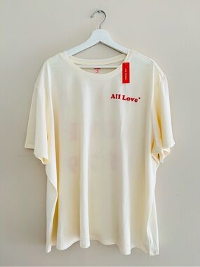 NWT Jillian Harris x Joe Fresh All Love 1979 Tee Cream/Red Sz 2X Organic Cotton